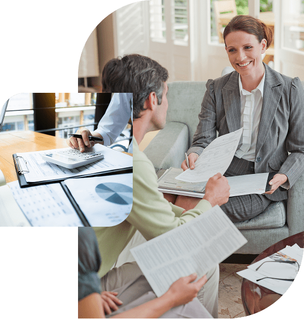 Business meeting with documents and charts.